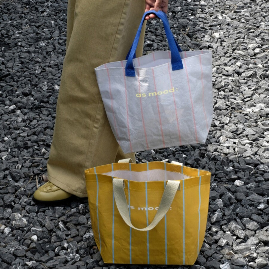 Holiday Striped Woven Lunch Tote Bag - White